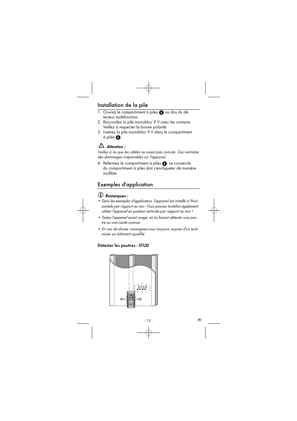 Installation de la pile, Exemples d'application | Powerfix KH 2927-2 User Manual | Page 18 / 53