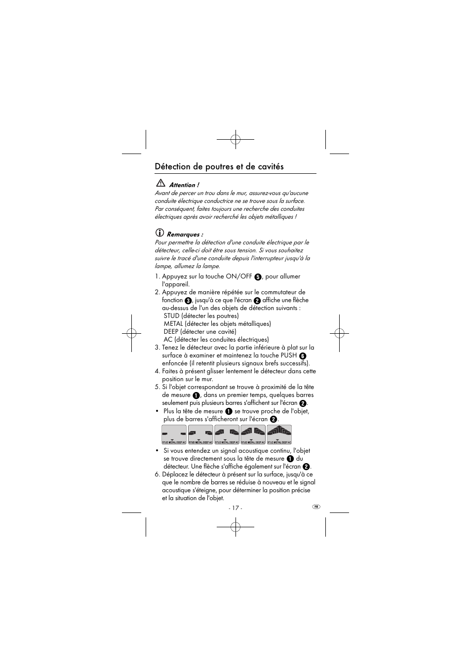 Détection de poutres et de cavités | Powerfix KH 2927-2 User Manual | Page 20 / 53
