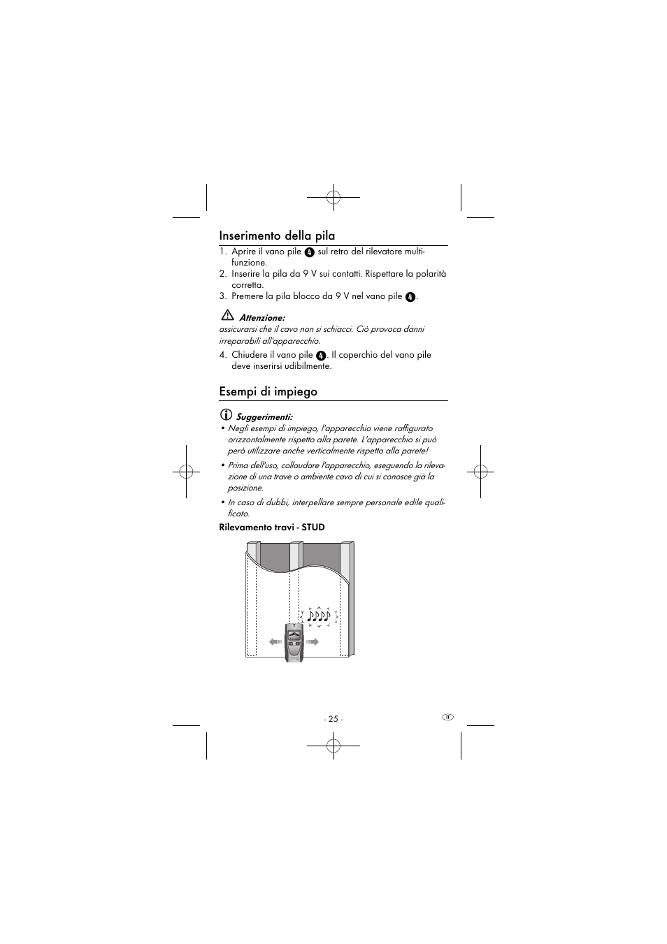 Inserimento della pila, Esempi di impiego | Powerfix KH 2927-2 User Manual | Page 28 / 53
