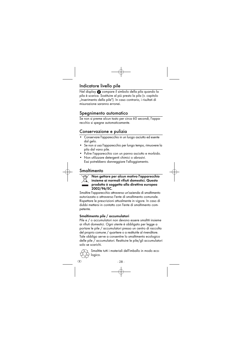 Indicatore livello pile, Spegnimento automatico, Conservazione e pulizia | Smaltimento | Powerfix KH 2927-2 User Manual | Page 31 / 53