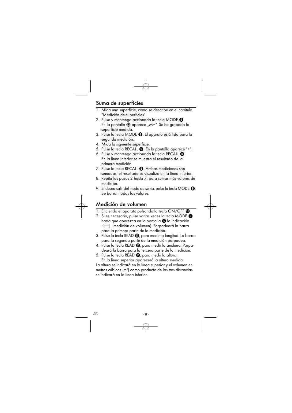 Suma de superficies, Medición de volumen | Powerfix KH 2927-1 User Manual | Page 11 / 52