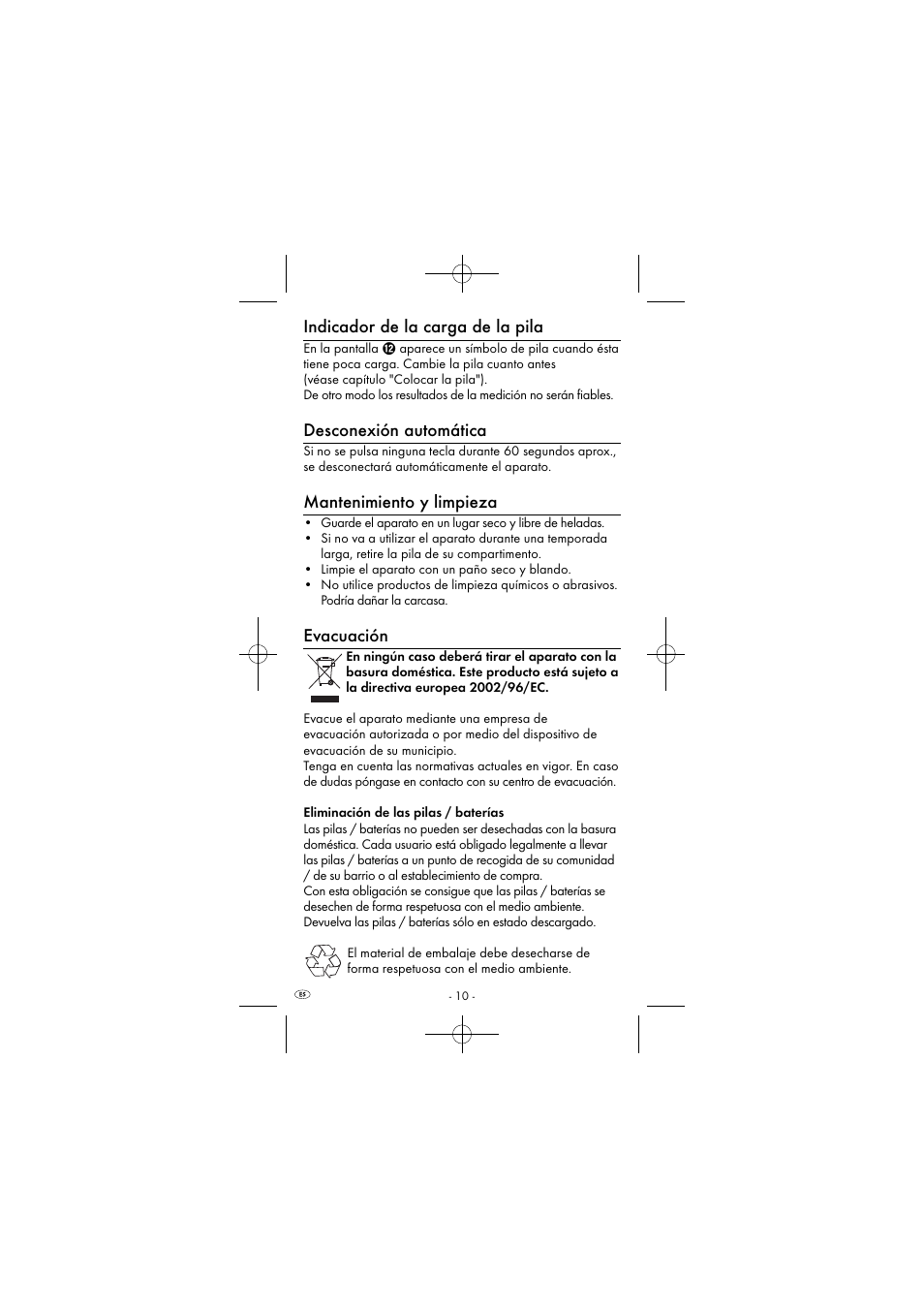 Indicador de la carga de la pila, Desconexión automática, Mantenimiento y limpieza | Evacuación | Powerfix KH 2927-1 User Manual | Page 13 / 52