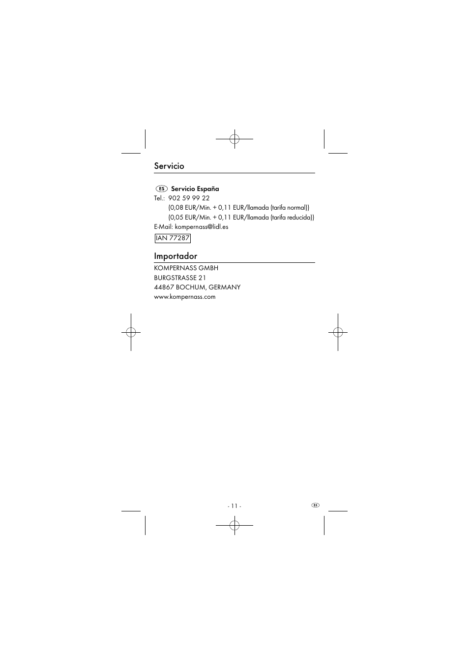 Servicio, Importador | Powerfix KH 2927-1 User Manual | Page 14 / 52