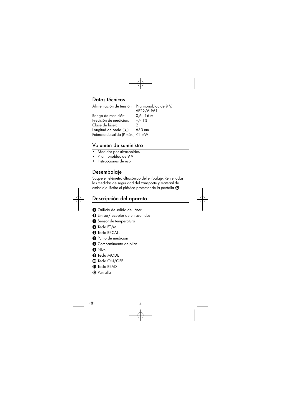 Datos técnicos, Volumen de suministro, Desembalaje | Descripción del aparato | Powerfix KH 2927-1 User Manual | Page 7 / 52