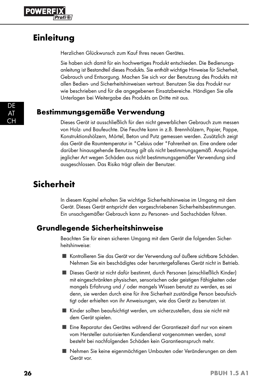 Einleitung, Sicherheit, Bestimmungsgemäße verwendung | Grundlegende sicherheitshinweise | Powerfix PBUH 1.5 A1 User Manual | Page 29 / 36