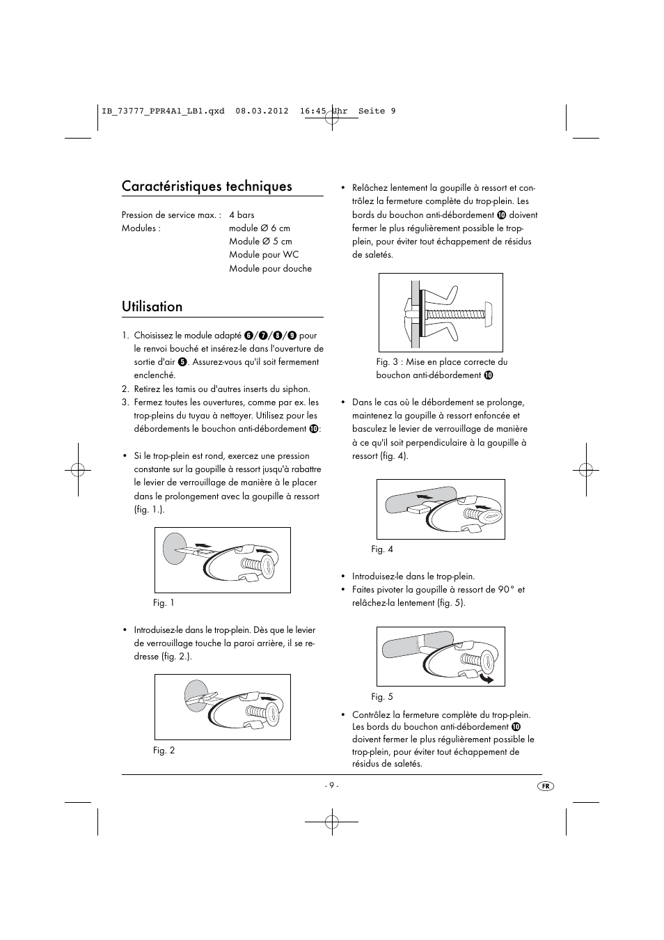 Caractéristiques techniques, Utilisation | Powerfix PPR 4 A1 User Manual | Page 12 / 33