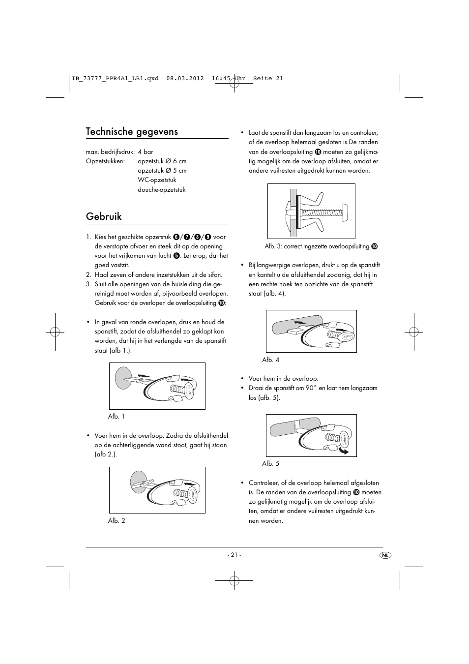 Technische gegevens, Gebruik | Powerfix PPR 4 A1 User Manual | Page 24 / 33