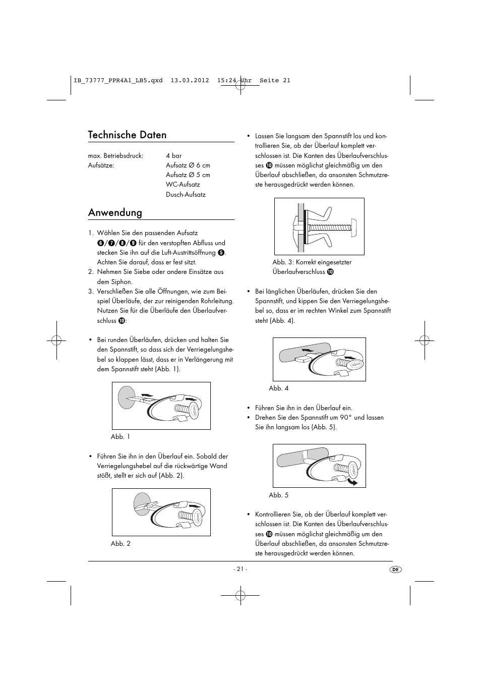 Technische daten, Anwendung | Powerfix PPR 4 A1 User Manual | Page 24 / 27