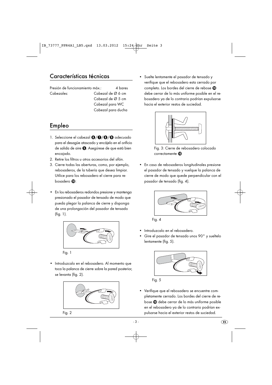 Características técnicas, Empleo | Powerfix PPR 4 A1 User Manual | Page 6 / 27