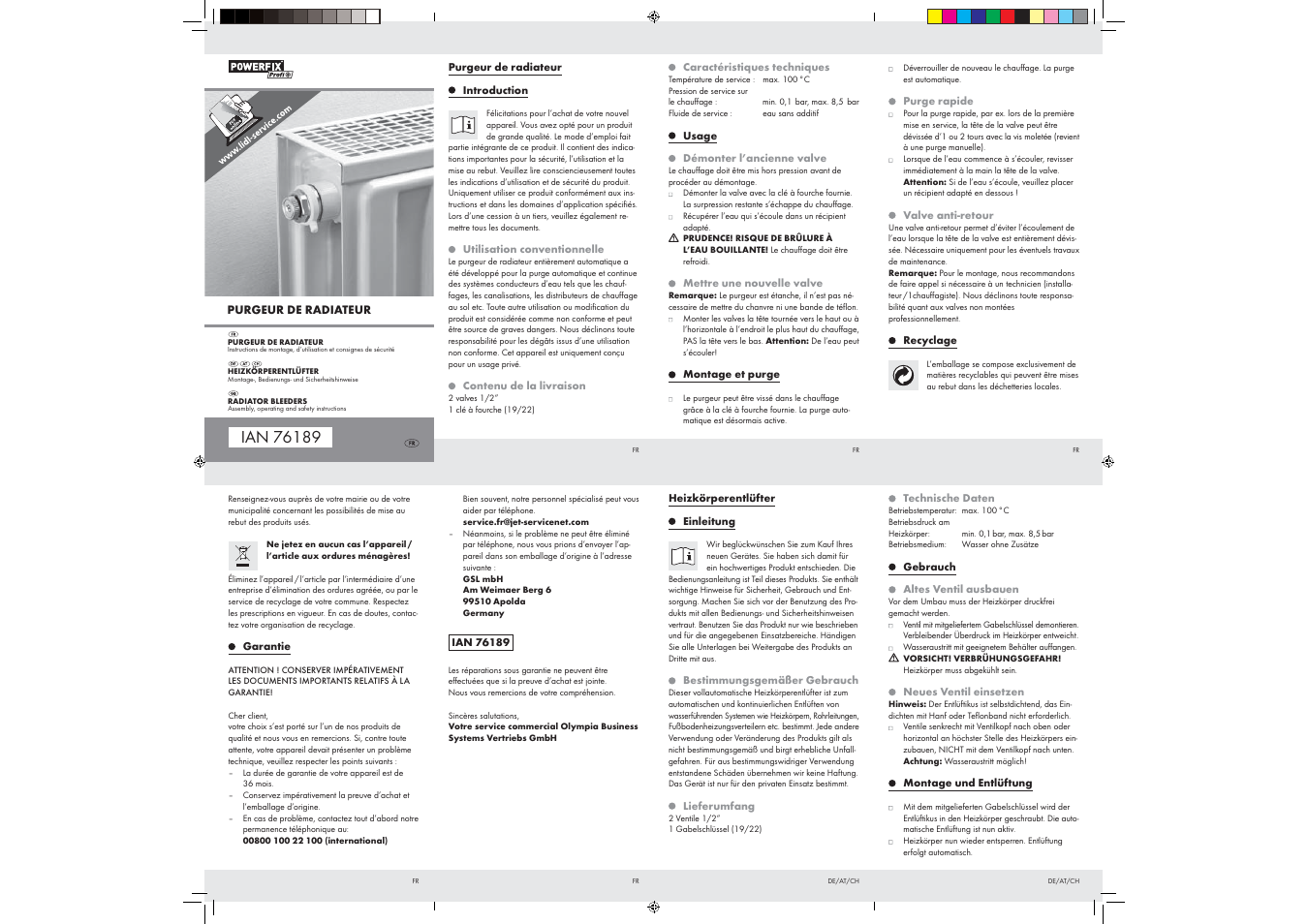 Powerfix Radiator Bleeders User Manual | 2 pages