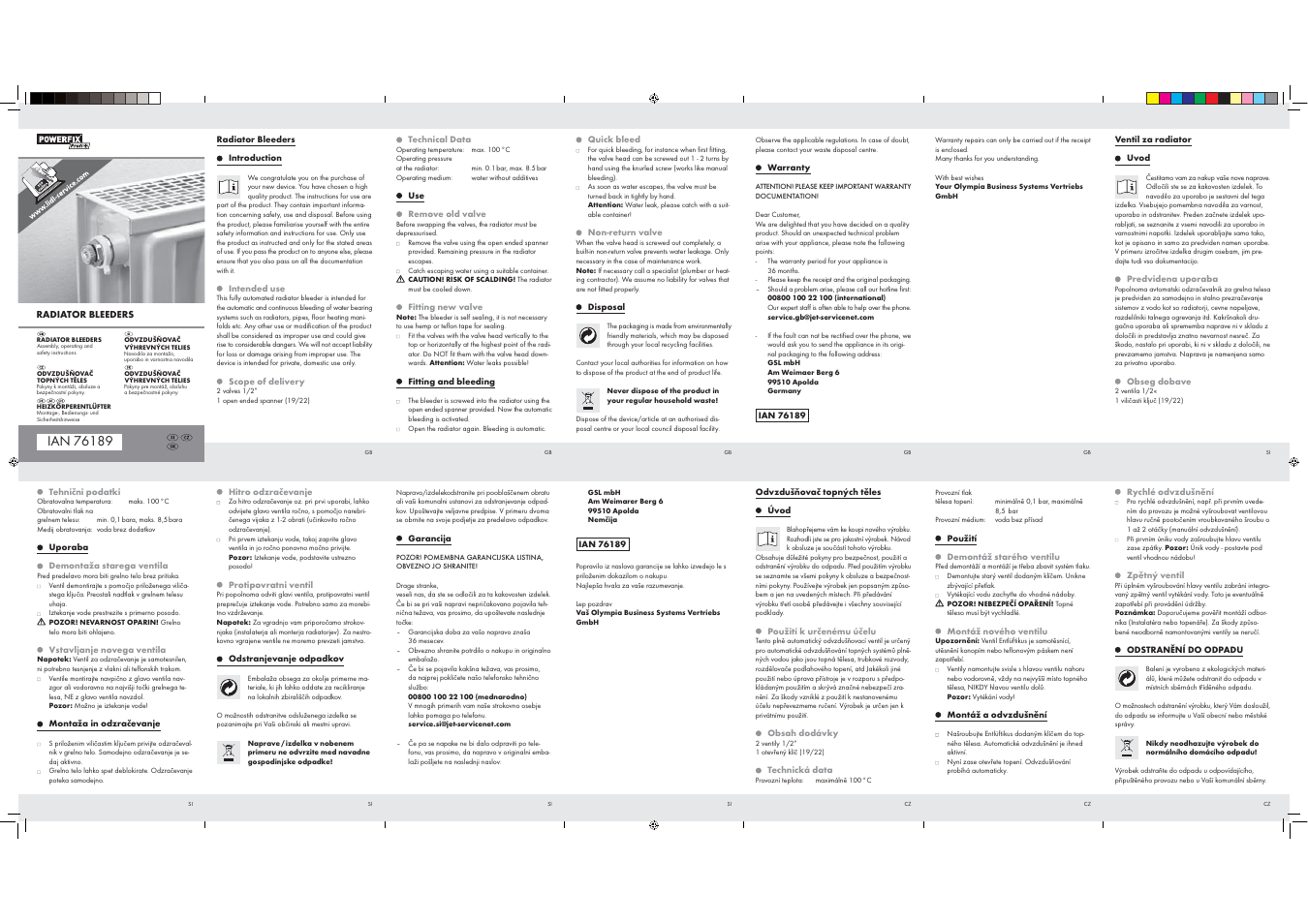 Powerfix Radiator Bleeders User Manual | 2 pages