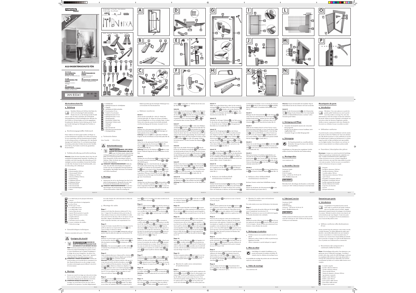 Powerfix Aluminium Insect Door Screen User Manual | 2 pages