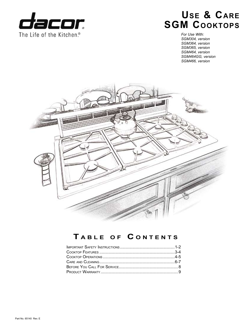 Dacor SGM304 User Manual | 16 pages