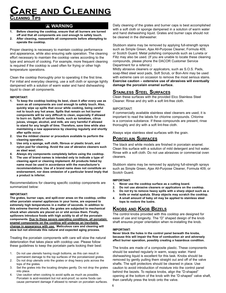 Leaning | Dacor SGM304 User Manual | Page 8 / 16