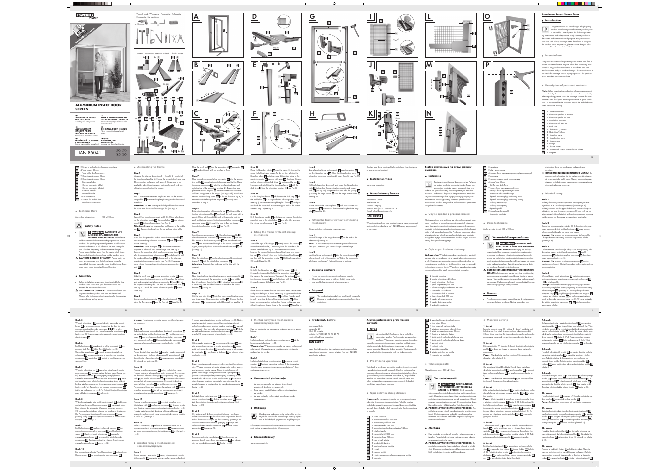 Powerfix Aluminium Insect Door Screen User Manual | 2 pages