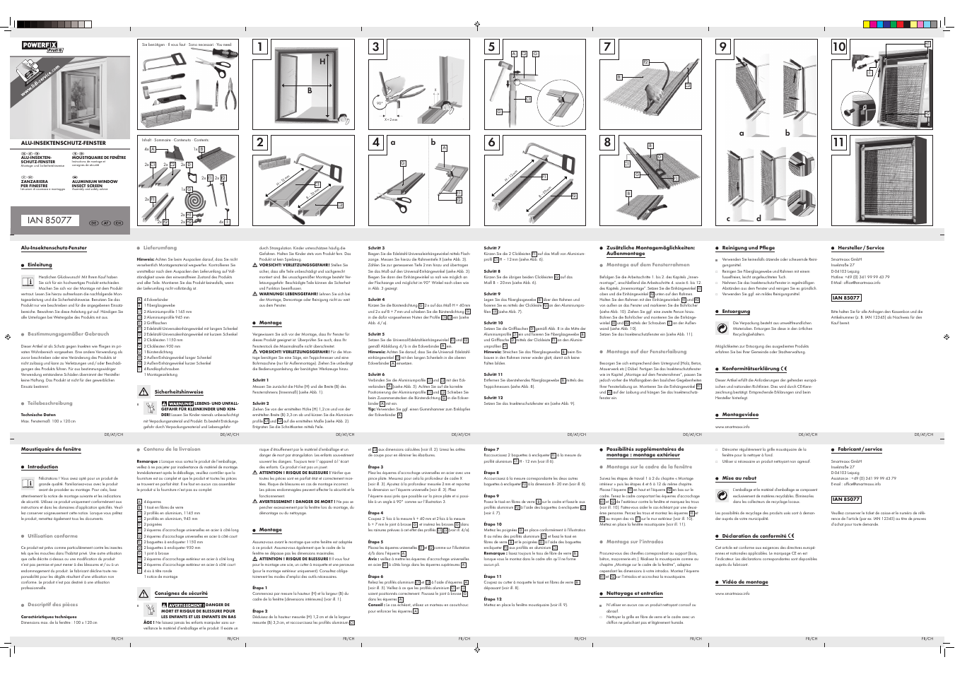 Powerfix Aluminium Window  Insect Screen User Manual | 2 pages