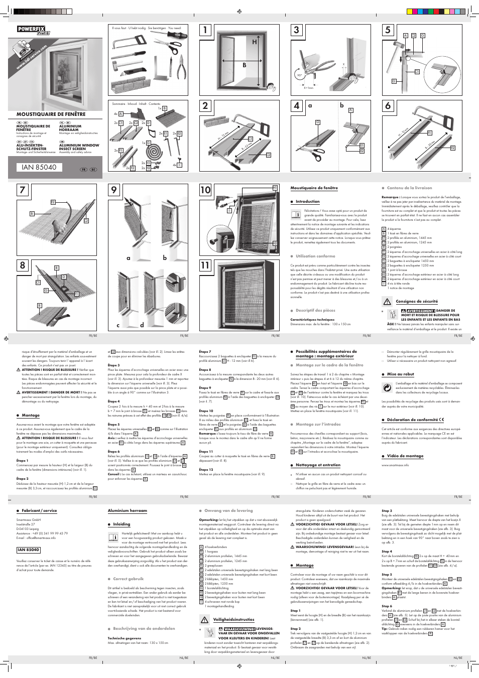 Powerfix Aluminium Window  Insect Screen User Manual | 2 pages