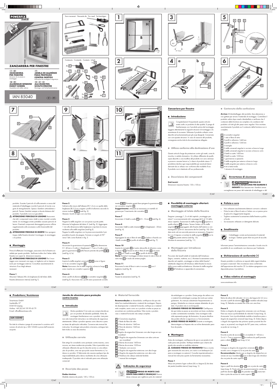 Powerfix Aluminium Window  Insect Screen User Manual | 2 pages