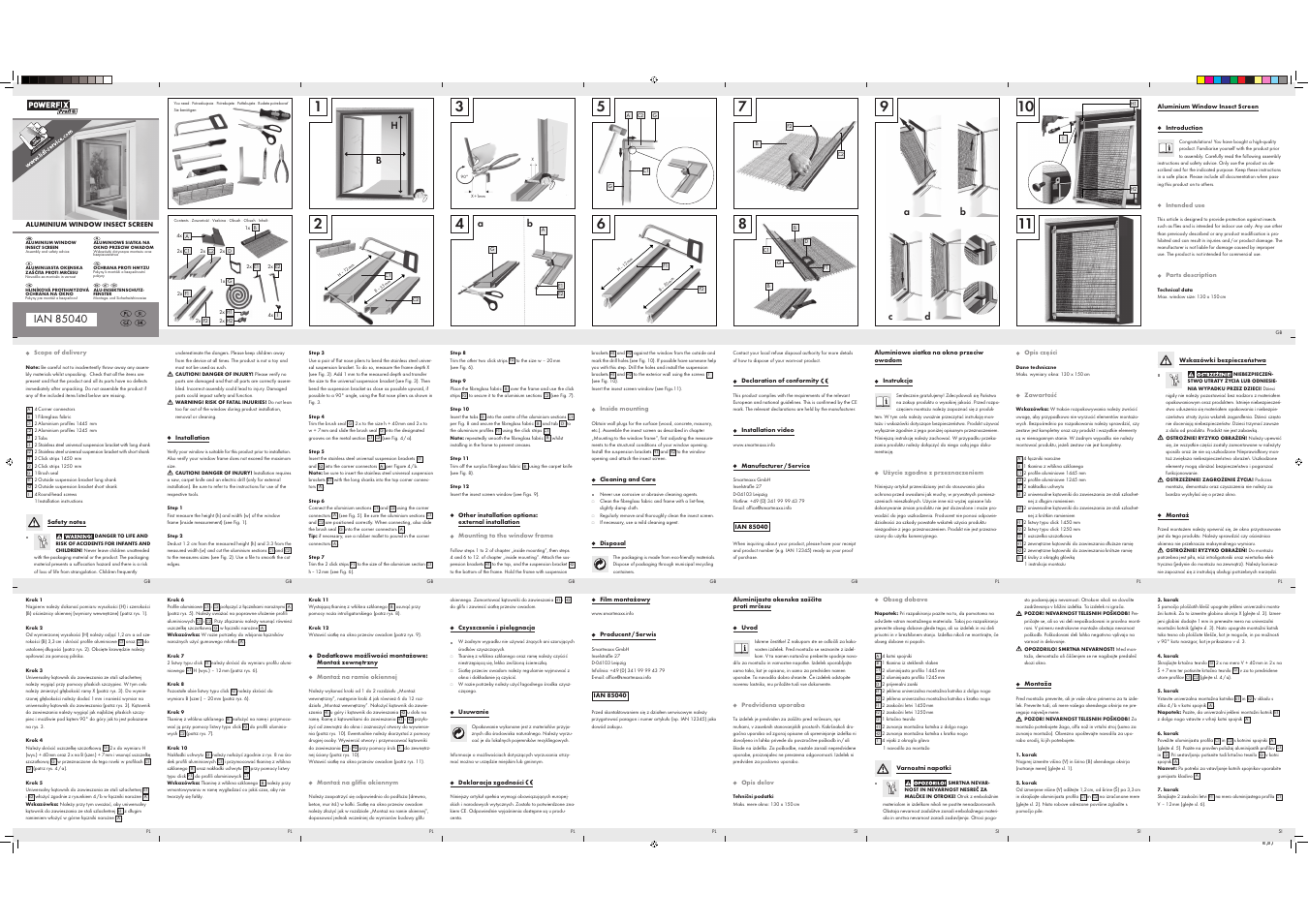 Powerfix Aluminium Window  Insect Screen User Manual | 2 pages