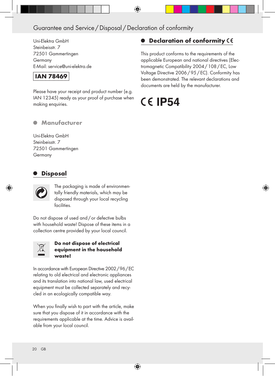 Powerfix Halogen Lamp User Manual | Page 20 / 21