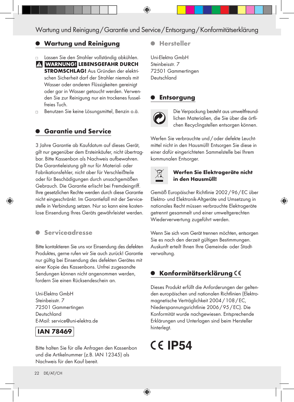 Powerfix Halogen Lamp User Manual | Page 22 / 25