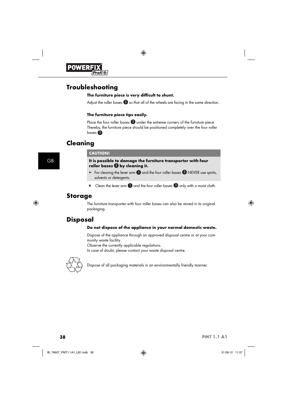 Troubleshooting, Cleaning, Storage | Disposal | Powerfix PMT 1.1 A1 User Manual | Page 41 / 44