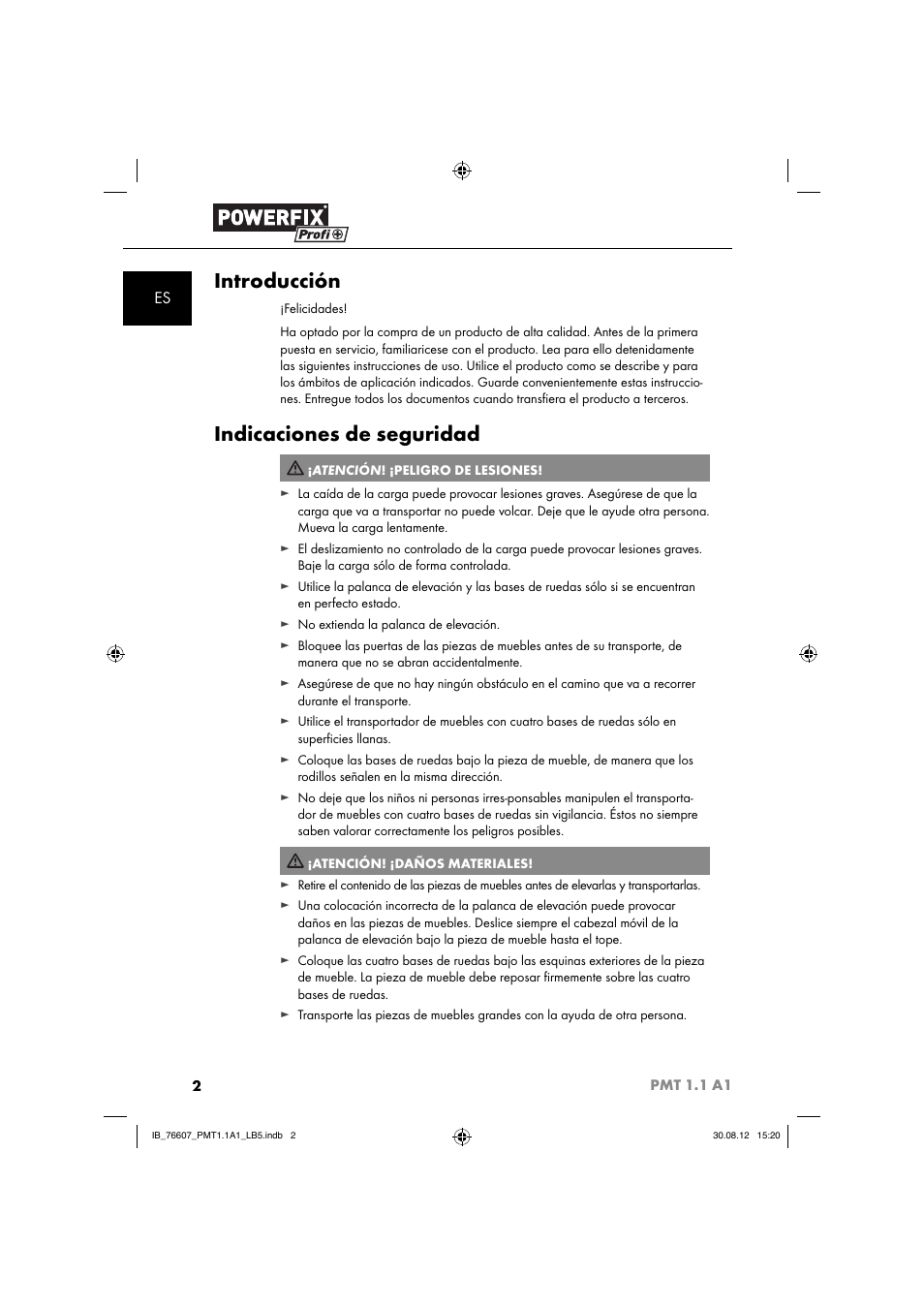 Introducción, Indicaciones de seguridad | Powerfix PMT 1.1 A1 User Manual | Page 5 / 43