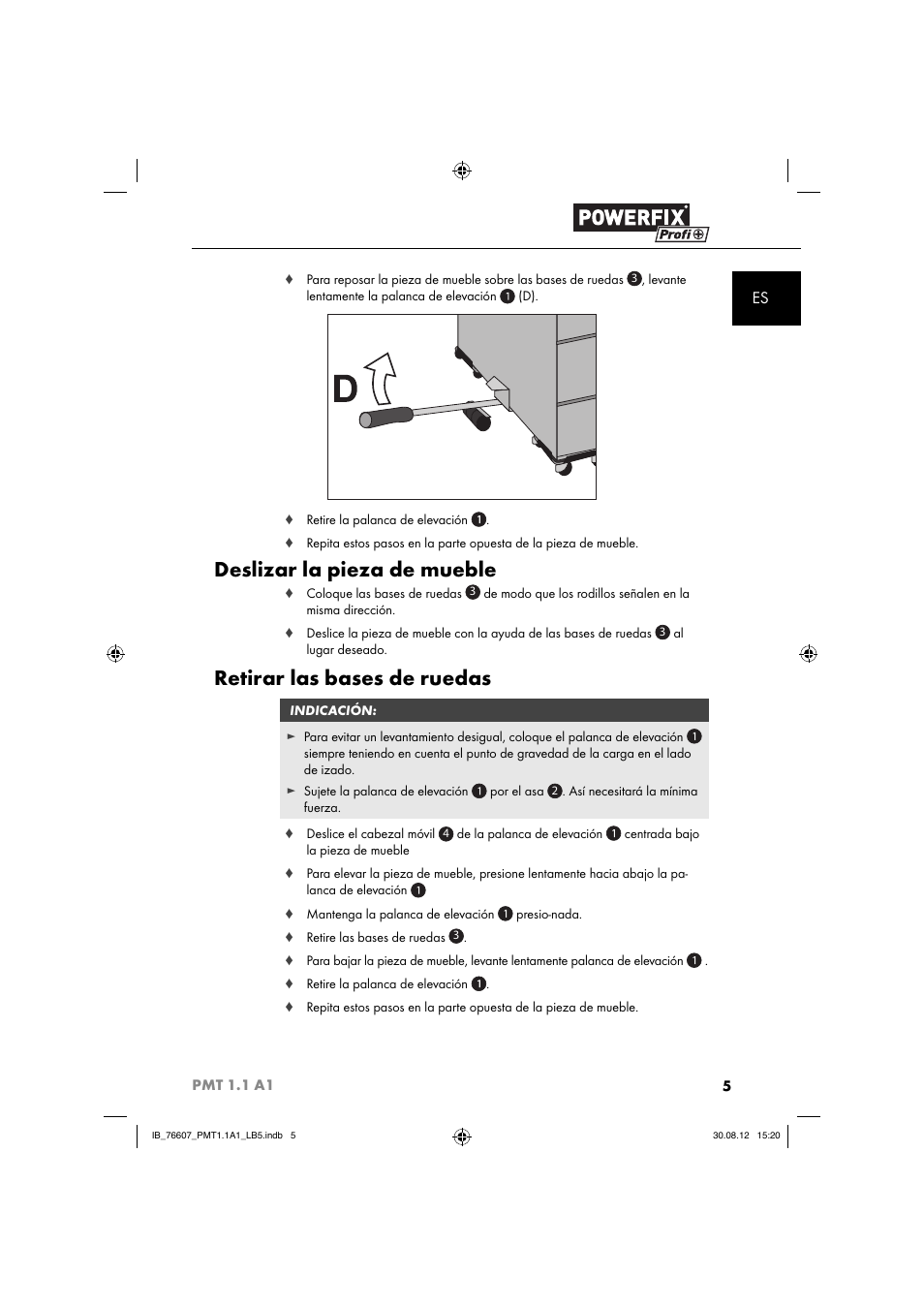 Deslizar la pieza de mueble, Retirar las bases de ruedas | Powerfix PMT 1.1 A1 User Manual | Page 8 / 43
