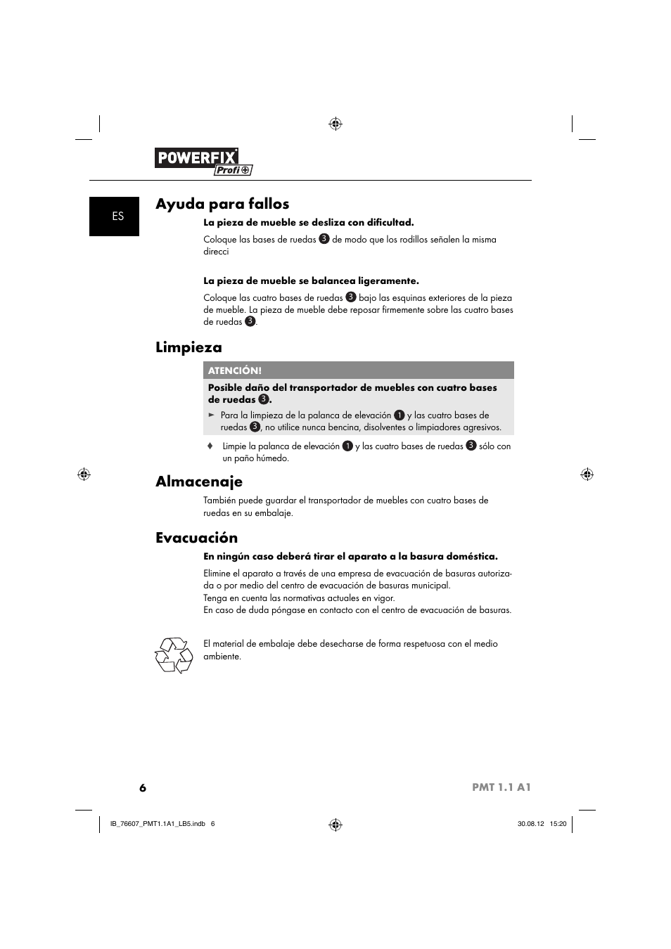 Ayuda para fallos, Limpieza, Almacenaje | Evacuación | Powerfix PMT 1.1 A1 User Manual | Page 9 / 43