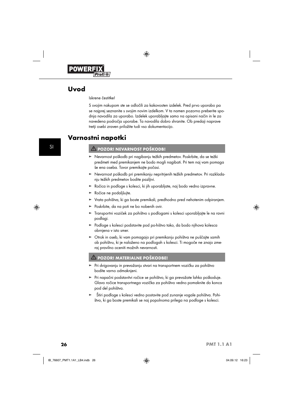 Uvod, Varnostni napotki | Powerfix PMT 1.1 A1 User Manual | Page 29 / 60