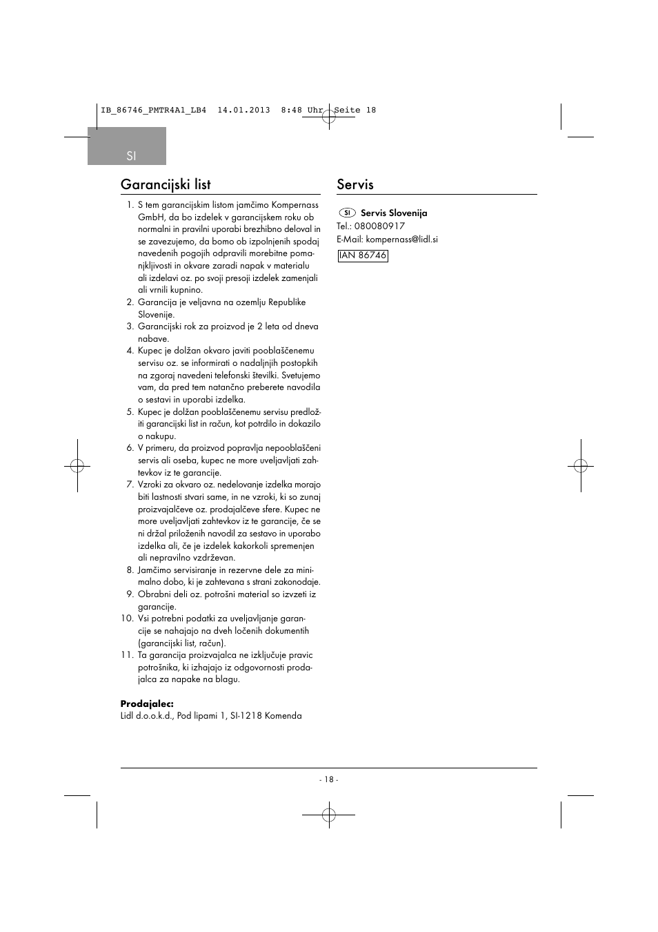 Garancijski list, Servis | Powerfix PMTR 4 A1 User Manual | Page 21 / 40