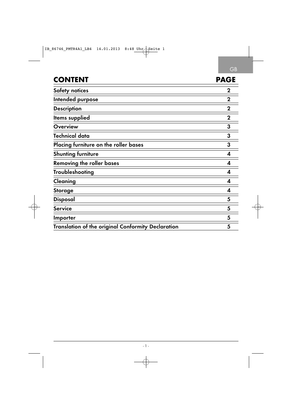 Content page | Powerfix PMTR 4 A1 User Manual | Page 4 / 40