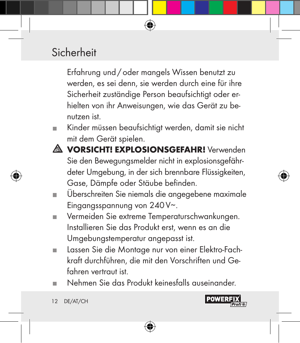 Montage sicherheit | Powerfix Motion Sensor User Manual | Page 12 / 85