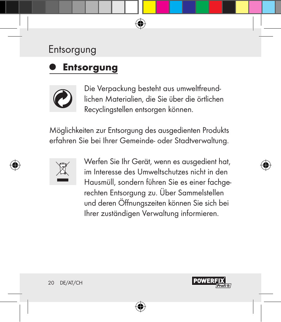 Garantie und service entsorgung, Entsorgung | Powerfix Motion Sensor User Manual | Page 20 / 85