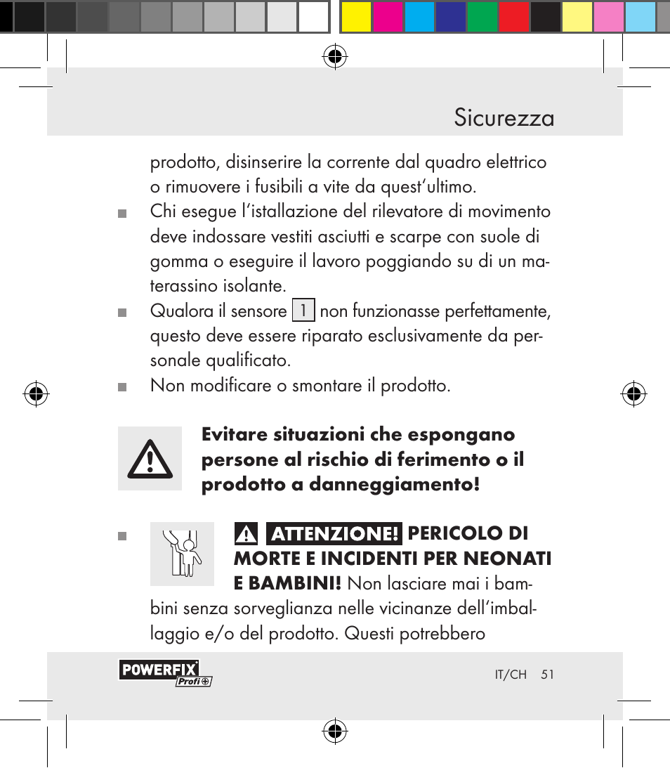 Sicurezza | Powerfix Motion Sensor User Manual | Page 51 / 85