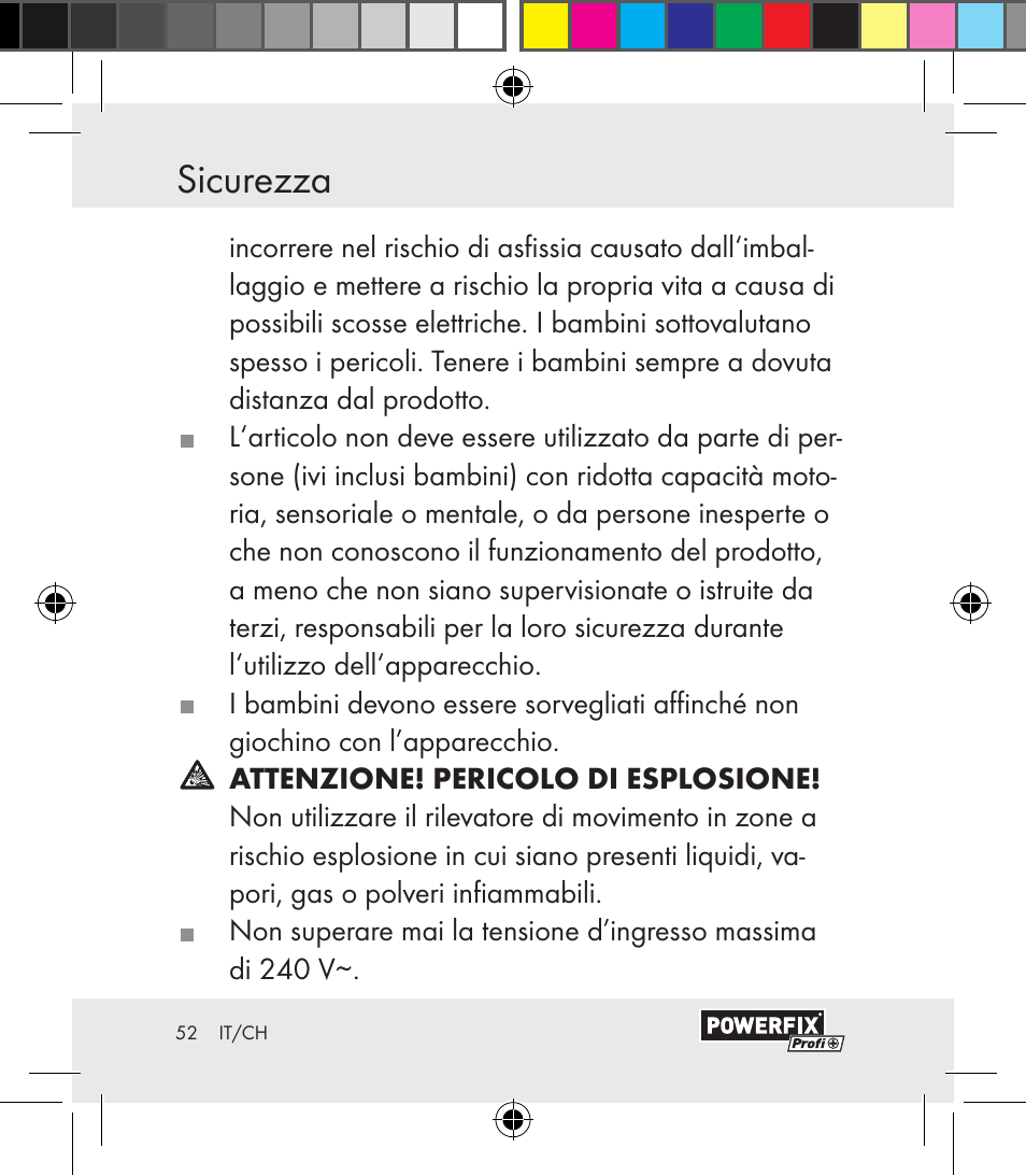 Sicurezza / montaggio sicurezza | Powerfix Motion Sensor User Manual | Page 52 / 85