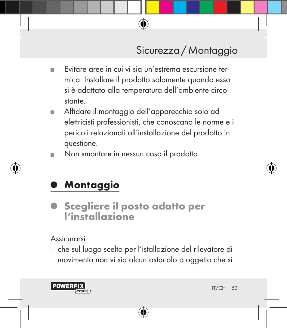 Sicurezza / montaggio sicurezza | Powerfix Motion Sensor User Manual | Page 53 / 85