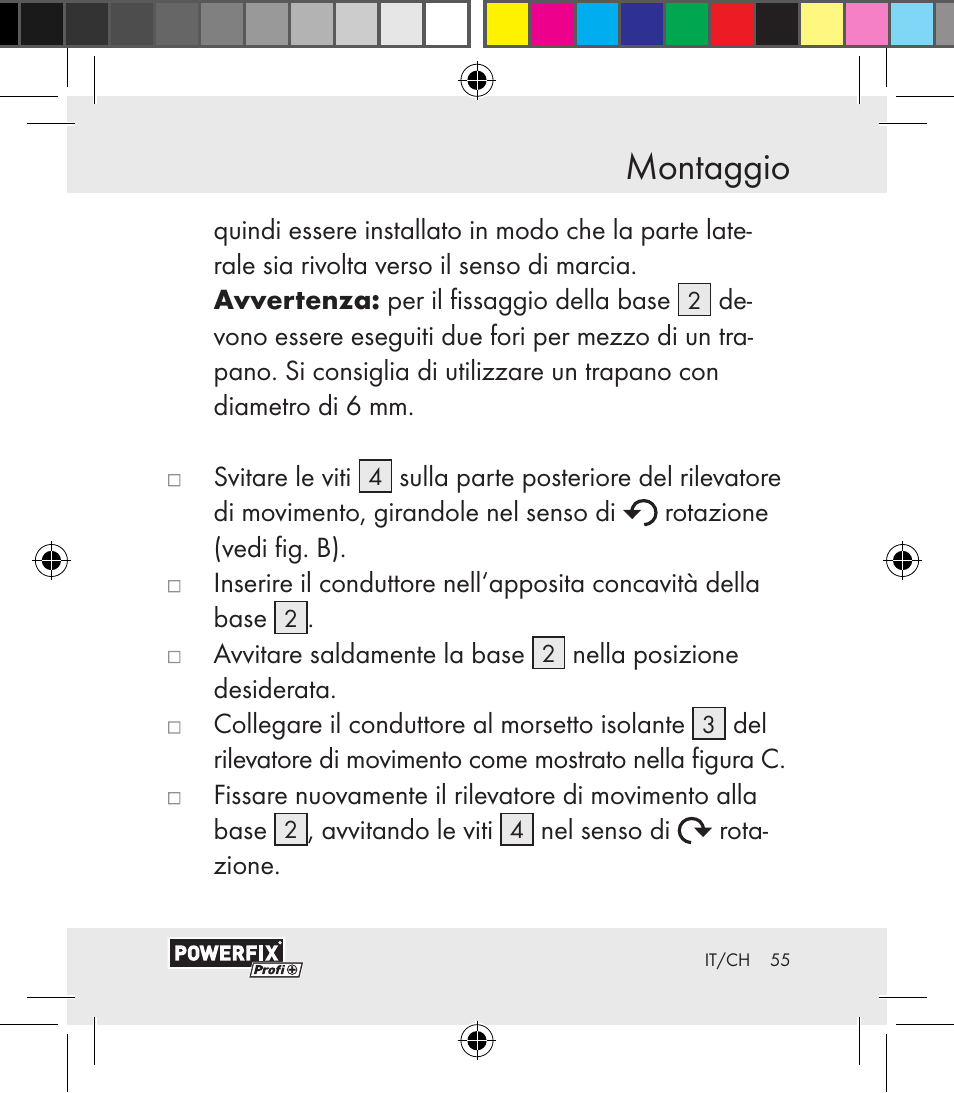 Montaggio | Powerfix Motion Sensor User Manual | Page 55 / 85