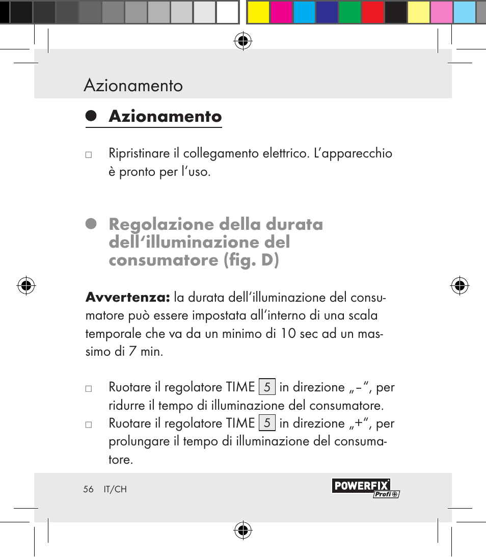 Azionamento | Powerfix Motion Sensor User Manual | Page 56 / 85