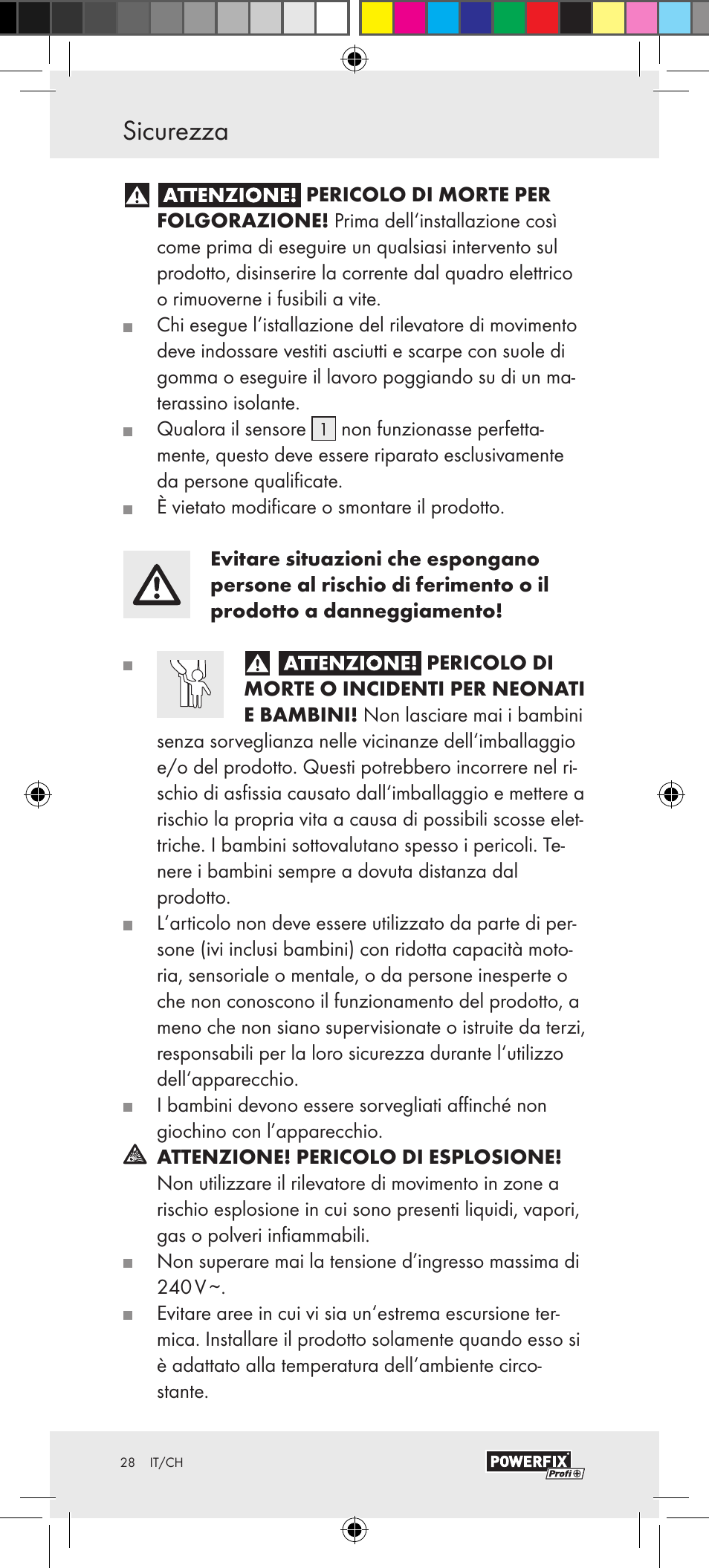 Sicurezza / montaggio sicurezza | Powerfix Motion Sensor User Manual | Page 28 / 45