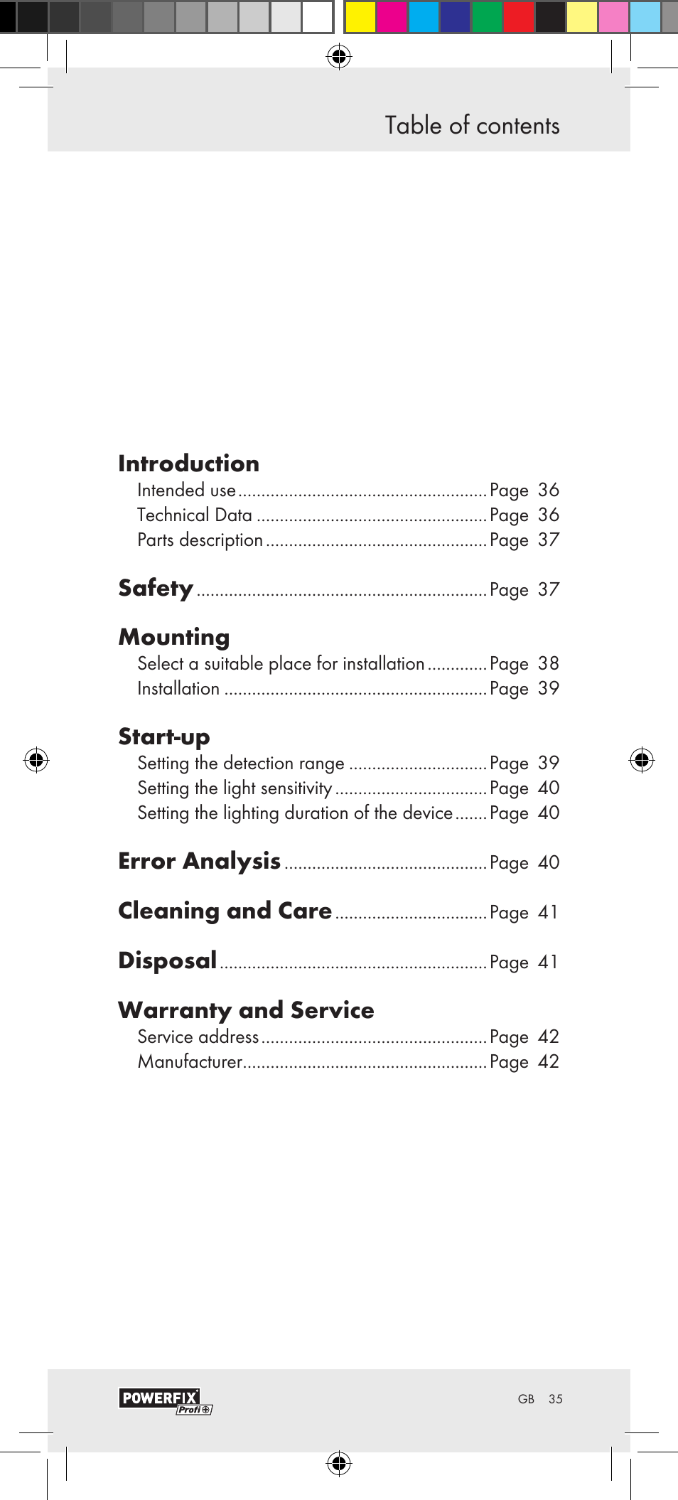 Powerfix Motion Sensor User Manual | Page 35 / 45