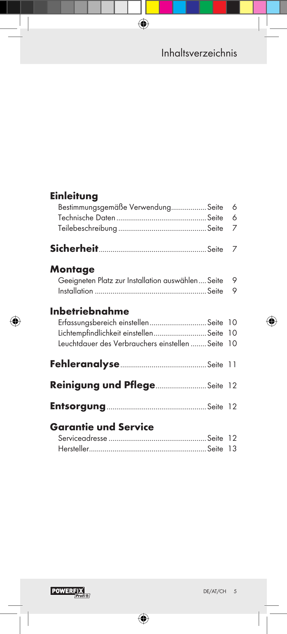 Powerfix Motion Sensor User Manual | Page 5 / 45