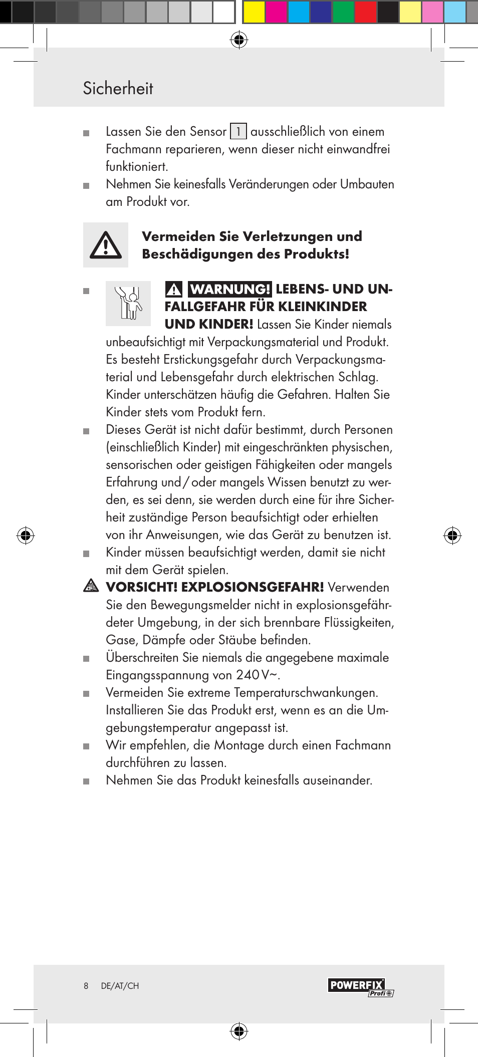 Montage sicherheit | Powerfix Motion Sensor User Manual | Page 8 / 45