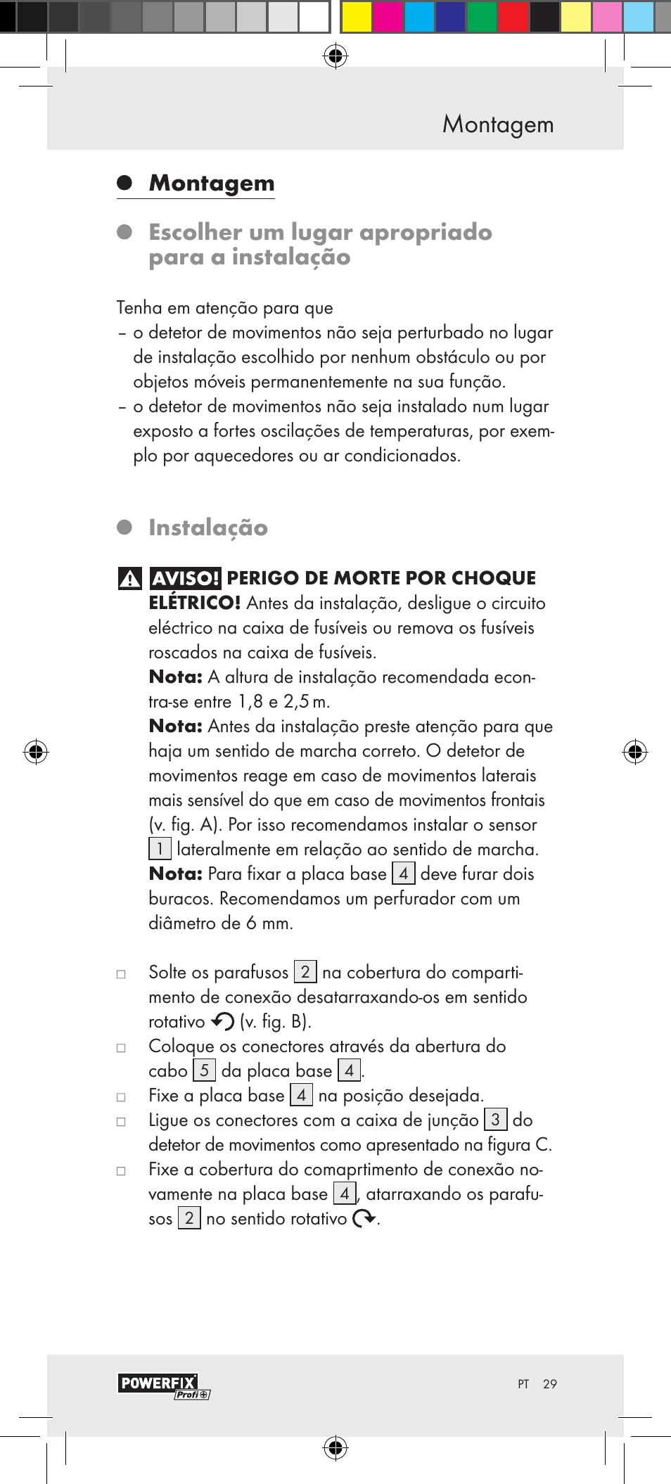 Montagem segurança, Instalação | Powerfix Motion Sensor User Manual | Page 29 / 53