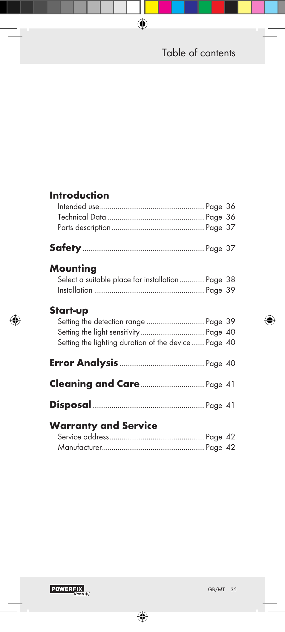 Powerfix Motion Sensor User Manual | Page 35 / 53