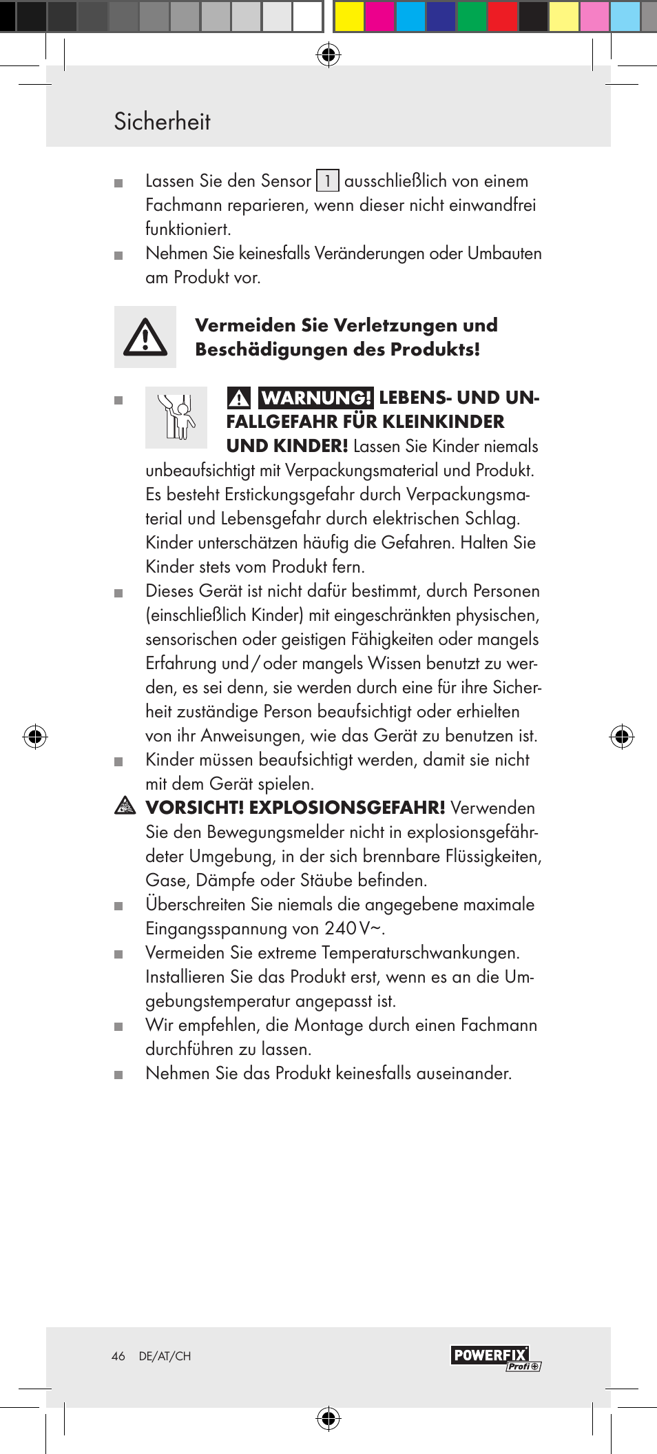 Montage sicherheit | Powerfix Motion Sensor User Manual | Page 46 / 53