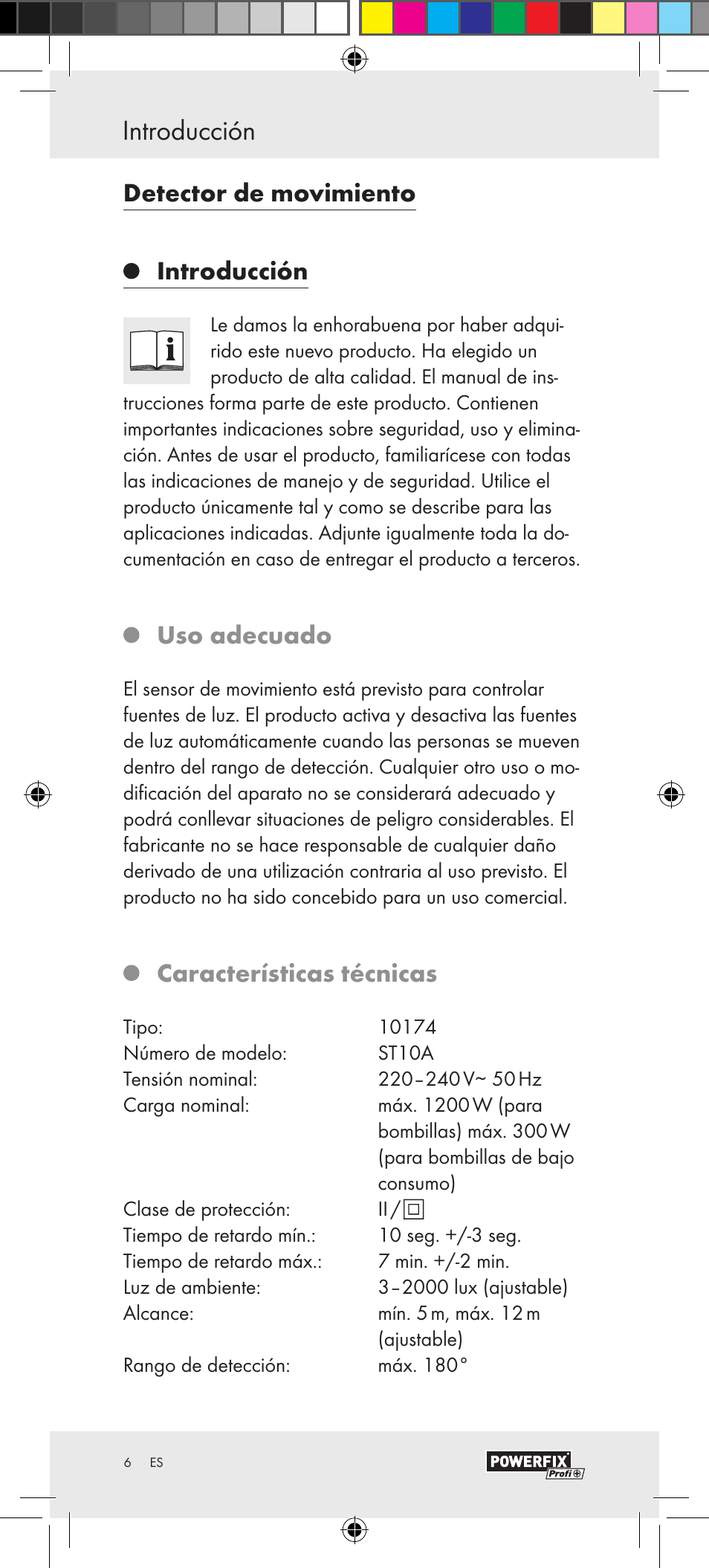 Introducción / seguridad introducción, Detector de movimiento introducción, Uso adecuado | Características técnicas | Powerfix Motion Sensor User Manual | Page 6 / 53