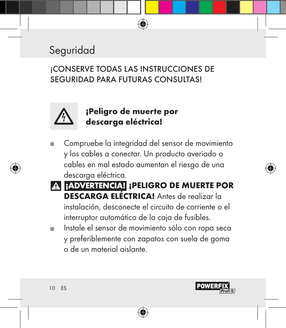 Seguridad seguridad | Powerfix Motion Sensor User Manual | Page 10 / 105