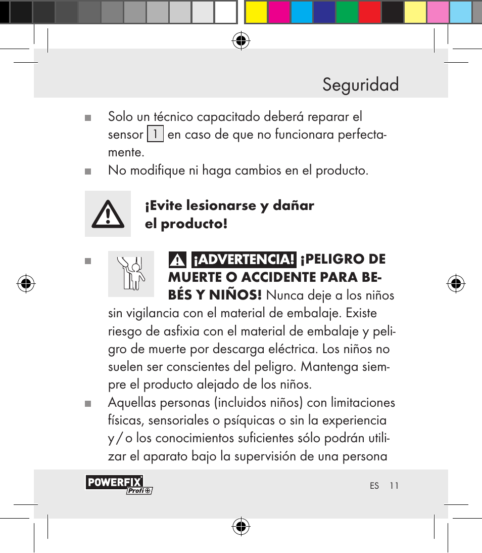 Seguridad seguridad | Powerfix Motion Sensor User Manual | Page 11 / 105