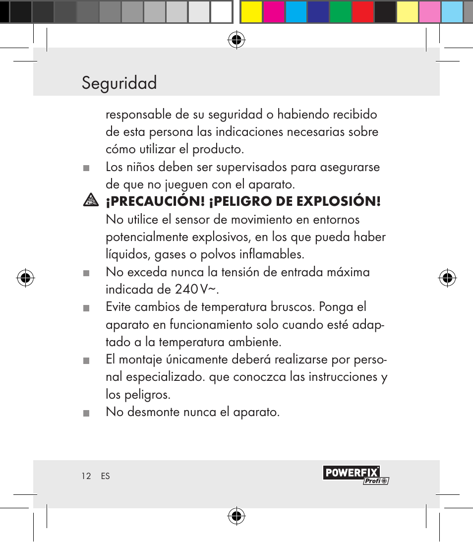 Montaje seguridad | Powerfix Motion Sensor User Manual | Page 12 / 105